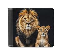 Rkklvbns Mother Lion And Young Lion Leather Wallets RFID Blocking Slim Front Pocket Wallet Leather Money Clip, Stylish Mens Bifold Wallet Credit Card Holder Gift for Men