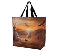 Rkklvbns Native American Tribes Women Tote Bag Shoulder Grocerie Bags Portable Storage Handbag Lightweight Durable for Work Travel Casual Bag