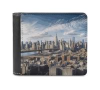 Rkklvbns New York City Leather Wallets RFID Blocking Slim Front Pocket Wallet Leather Money Clip, Stylish Mens Bifold Wallet Credit Card Holder Gift for Men