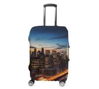 Rkklvbns New York City Scenery Luggage Cover for Travel, Washable Suitcase Protector for Home, Anti Scratch Luggage Covers with Zippers on Both Sides, Stretchable Outdoor Accessories, white, L