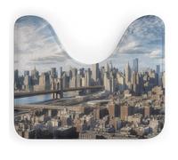 Rkklvbns New York City U-Shaped Bath Rug, Non-Slip Toilet Rugs for Home | Comfortable Commode Contour Rug for Hotel, Quick Dry Bath Mat, Absorbent Floor Mat, Washable Toilet Mat, 16 X 20 Inches