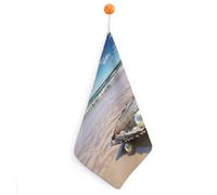 Rkklvbns Ocean Beach Mussel Pearl Hand Towels for Bathroom, Quick-Drying Square Hanging Hand Towels with Lanyard 1PCS, Soft Hand Dry Towels for Kitchen, Hotel, Travel, Hostel, Camping
