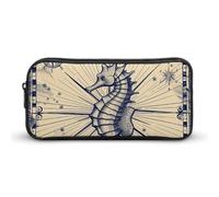 Rkklvbns Old Nautical Chart Style Large Pencil Case Portable Pencil Bag with Zipper Stationery Organizer Simple Storage Aesthetic Stationery for Office College Adult Use