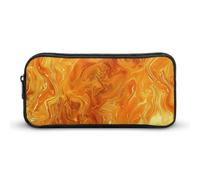 Rkklvbns Orange And Yellow Lava Large Pencil Case Portable Pencil Bag with Zipper Stationery Organizer Simple Storage Aesthetic Stationery for Office College Adult Use