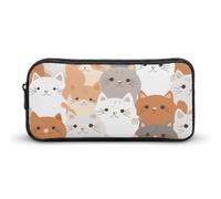 Rkklvbns Orange Cats Large Pencil Case Portable Pencil Bag with Zipper Stationery Organizer Simple Storage Aesthetic Stationery for Office College Adult Use