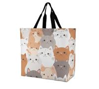 Rkklvbns Orange Cats Women Tote Bag Shoulder Grocerie Bags Portable Storage Handbag Lightweight Durable for Work Travel Casual Bag