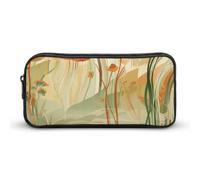 Rkklvbns Orange Line Art Large Pencil Case Portable Pencil Bag with Zipper Stationery Organizer Simple Storage Aesthetic Stationery for Office College Adult Use