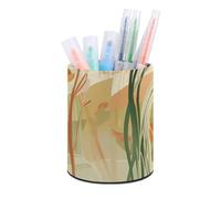 Rkklvbns Orange Line Art Pen Holder Round Desk Pen Holder Stylish Office Desk Decor Makeup Brush Holder Multifunctional Storage Box for Office Home Art Supply