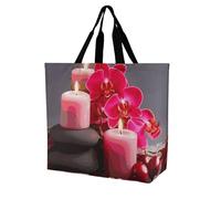 Rkklvbns Orchid Stone Red Candles Women Tote Bag Shoulder Grocerie Bags Portable Storage Handbag Lightweight Durable for Work Travel Casual Bag