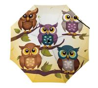 Rkklvbns Owls Birds Umbrella, Large Size Windproof Travel Umbrella, Auto Open Close, Portable Folding Parasol Durable Premium Grip for Men And Women
