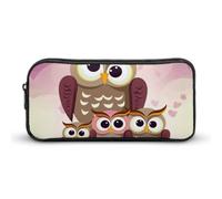 Rkklvbns Owls Family Large Pencil Case Portable Pencil Bag with Zipper Stationery Organizer Simple Storage Aesthetic Stationery for Office College Adult Use