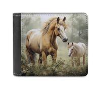 Rkklvbns Paintings Horses Leather Wallets RFID Blocking Slim Front Pocket Wallet Leather Money Clip, Stylish Mens Bifold Wallet Credit Card Holder Gift for Men