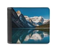 Rkklvbns Panorama of The Lake Louise Mountains Leather Wallets RFID Blocking Slim Front Pocket Wallet Leather Money Clip, Stylish Mens Bifold Wallet Credit Card Holder Gift for Men