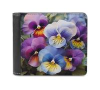 Rkklvbns Pansy Perfection Leather Wallets RFID Blocking Slim Front Pocket Wallet Leather Money Clip, Stylish Mens Bifold Wallet Credit Card Holder Gift for Men