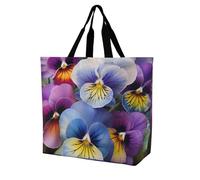 Rkklvbns Pansy Perfection Shopping Bag Foldable, Reusable Grocery Bag for Outdoor, Large Capacity Shoulder Bags Washable Tote Bags for Work, Beach, Travel