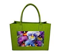 Rkklvbns Pansy Perfection Tote Bag for Unisex, Felt Shopping Case, Reusable Shoulder Bags with Handles, Handbag