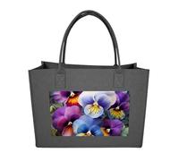 Rkklvbns Pansy Perfection Tote Bag for Unisex, Felt Shopping Case, Reusable Shoulder Bags with Handles, Handbag