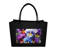 Rkklvbns Pansy Perfection Tote Bag for Unisex, Felt Shopping Case, Reusable Shoulder Bags with Handles, Handbag
