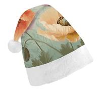 Rkklvbns Pastel Poppies Christmas Hat Personalization Party Headwear Funny Santa Claus Hat Comfort Classic Adults Christmas Hats For Festive Holiday Party Supplies