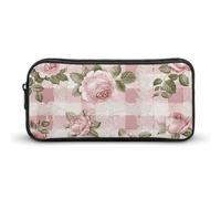 Rkklvbns Peach Retro Pattern Large Pencil Case Portable Pencil Bag with Zipper Stationery Organizer Simple Storage Aesthetic Stationery for Office College Adult Use