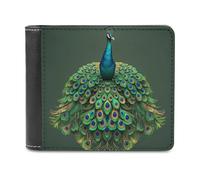 Rkklvbns Peacock with Tassels Leather Wallets RFID Blocking Slim Front Pocket Wallet Leather Money Clip, Stylish Mens Bifold Wallet Credit Card Holder Gift for Men
