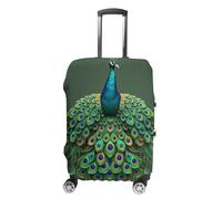 Rkklvbns Peacock with Tassels Luggage Cover for Travel, Washable Suitcase Protector for Home, Anti Scratch Luggage Covers with Zippers on Both Sides, Stretchable Outdoor Accessories, white, Small