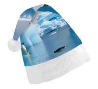 Rkklvbns Penguins On The Iceberg Christmas Hat Personalization Party Headwear Funny Santa Claus Hat Comfort Classic Adults Christmas Hats For Festive Holiday Party Supplies