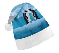 Rkklvbns Penguins On The Iceberg Christmas Hat Personalization Party Headwear Funny Santa Claus Hat Comfort Classic Adults Christmas Hats For Festive Holiday Party Supplies