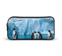 Rkklvbns Penguins On The Iceberg Large Pencil Case Portable Pencil Bag with Zipper Stationery Organizer Simple Storage Aesthetic Stationery for Office College Adult Use