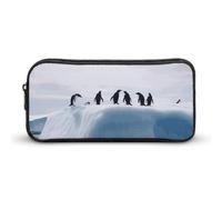 Rkklvbns Penguins on The Iceberg Large Pencil Case Portable Pencil Bag with Zipper Stationery Organizer Simple Storage Aesthetic Stationery for Office College Adult Use