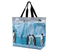 Rkklvbns Penguins On The Iceberg Women Tote Bag Shoulder Grocerie Bags Portable Storage Handbag Lightweight Durable for Work Travel Casual Bag