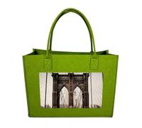 Rkklvbns Photo of Brooklyn Bridge Tote Bag for Unisex, Felt Shopping Case, Reusable Shoulder Bags with Handles, Handbag, Light Green, One Size