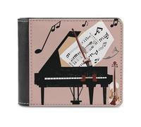 Rkklvbns Piano Violin Music Notes Leather Wallets RFID Blocking Slim Front Pocket Wallet Leather Money Clip, Stylish Mens Bifold Wallet Credit Card Holder Gift for Men