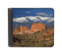 Rkklvbns Pikes Peak Colorado Leather Wallets RFID Blocking Slim Front Pocket Wallet Leather Money Clip, Stylish Mens Bifold Wallet Credit Card Holder Gift for Men