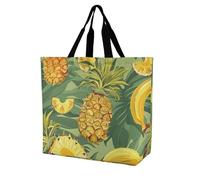 Rkklvbns Pineapple And Banana Women Tote Bag Shoulder Grocerie Bags Portable Storage Handbag Lightweight Durable for Work Travel Casual Bag