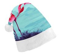 Rkklvbns Pink Flamingos Christmas Hat Personalization Party Headwear Funny Santa Claus Hat Comfort Classic Adults Christmas Hats For Festive Holiday Party Supplies