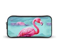 Rkklvbns Pink Flamingos Large Pencil Case Portable Pencil Bag with Zipper Stationery Organizer Simple Storage Aesthetic Stationery for Office College Adult Use