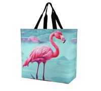 Rkklvbns Pink Flamingos Women Tote Bag Shoulder Grocerie Bags Portable Storage Handbag Lightweight Durable for Work Travel Casual Bag