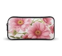 Rkklvbns Pink Flowers Large Pencil Case Portable Pencil Bag with Zipper Stationery Organizer Simple Storage Aesthetic Stationery for Office College Adult Use
