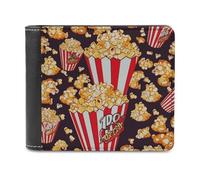 Rkklvbns Popcorn Print Leather Wallets RFID Blocking Slim Front Pocket Wallet Leather Money Clip, Stylish Mens Bifold Wallet Credit Card Holder Gift for Men