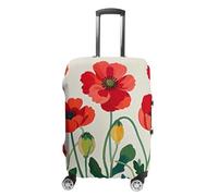 Rkklvbns Poppy Flowers Luggage Cover for Travel, Washable Suitcase Protector for Home, Anti Scratch Luggage Covers with Zippers on Both Sides, Stretchable Outdoor Accessories, white, L, Luggage Case