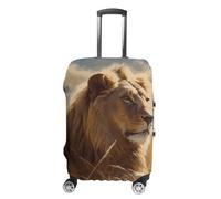 Rkklvbns Prairie Lion Luggage Cover for Travel, Washable Suitcase Protector for Home, Anti Scratch Luggage Covers with Zippers on Both Sides, Stretchable Outdoor Accessories, white, L, Luggage Case