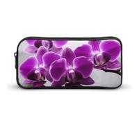 Rkklvbns Purple Butterfly Orchid Large Pencil Case Portable Pencil Bag with Zipper Stationery Organizer Simple Storage Aesthetic Stationery for Office College Adult Use