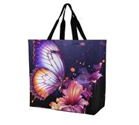 Rkklvbns Purple Butterfly Women Tote Bag Shoulder Grocerie Bags Portable Storage Handbag Lightweight Durable for Work Travel Casual Bag