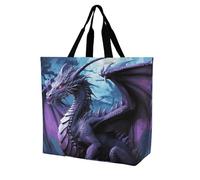 Rkklvbns Purple Dragon Purple Moon Women Tote Bag Shoulder Grocerie Bags Portable Storage Handbag Lightweight Durable for Work Travel Casual Bag
