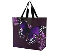 Rkklvbns Purple Plum Butterfly Women Tote Bag Shoulder Grocerie Bags Portable Storage Handbag Lightweight Durable for Work Travel Casual Bag