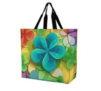 Rkklvbns Rainbow Circle Shamrock Women Tote Bag Shoulder Grocerie Bags Portable Storage Handbag Lightweight Durable for Work Travel Casual Bag