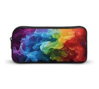 Rkklvbns Rainbow Smoke Large Pencil Case Portable Pencil Bag with Zipper Stationery Organizer Simple Storage Aesthetic Stationery for Office College Adult Use