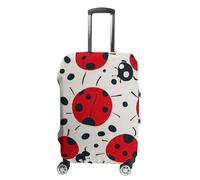 Rkklvbns Red Black Spotted Ladybug Luggage Cover for Travel, Washable Suitcase Protector for Home, Anti Scratch Luggage Covers with Zippers on Both Sides, Stretchable Outdoor Accessories, white, Small
