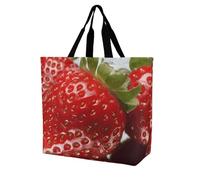 Rkklvbns Red Strawberry Fruit Women Tote Bag Shoulder Grocerie Bags Portable Storage Handbag Lightweight Durable for Work Travel Casual Bag